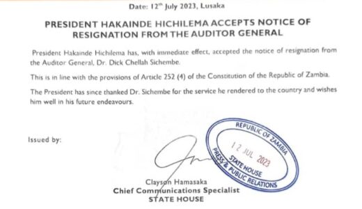 Zambia Auditor General Chellah Sichembe resigns