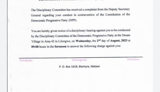 DPP summons Nankhumwa over Blantyre whistle stop tours
