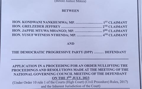 Nankhumwa, Jeffrey, Mhango obtains Court injunction against Mutharika’s endorsement