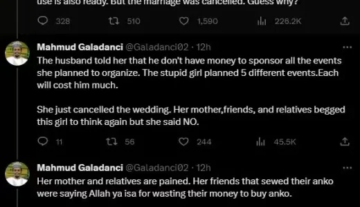 Bride cancels wedding as groom laments cost of booked events