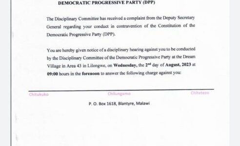 DPP summons Nankhumwa to disciplinary hearing for conducting rally without approval from APM