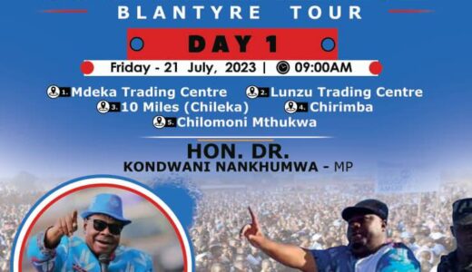 DPP Vice President Kondwani Nankhumwa invades Blantyre with whistle stop tour