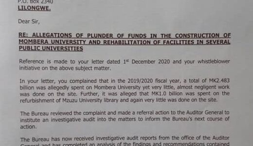 ACB to probe plunder of MK2.3 billion for Mombera University