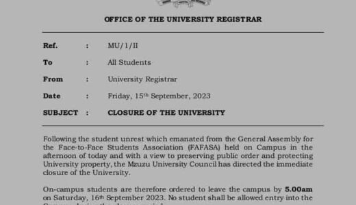 Mzuzu University Closed Over Fees Must Fall….MUBAS, UNIMA up next