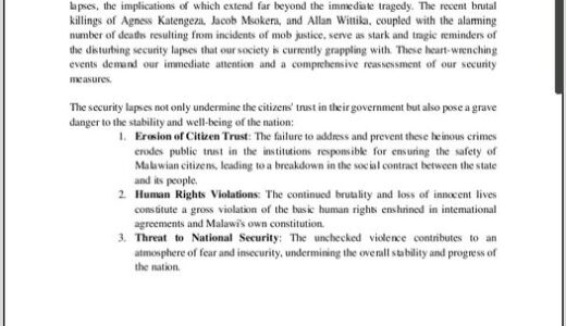 Civil Society Organizations Raise Alarm Over Mysterious Deaths In Lilongwe