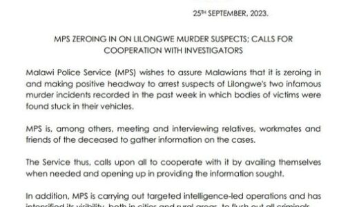 Police Speaks On Mysterious Deaths In Lilongwe