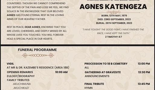 Musician Estiner Katengeza’s sister burial today