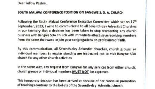 Bangwe SDA church disowned over min-skirts (read the letter here)
