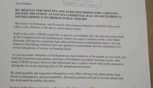 CDEDI suspects foul play on PAC withdrawn fertilizers inquiry, demands audio and minutes