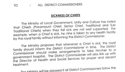 Govt to take care of all sick chiefs