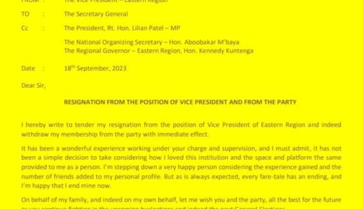 UDF Vice President for eastern region Hasheem Banda resigns