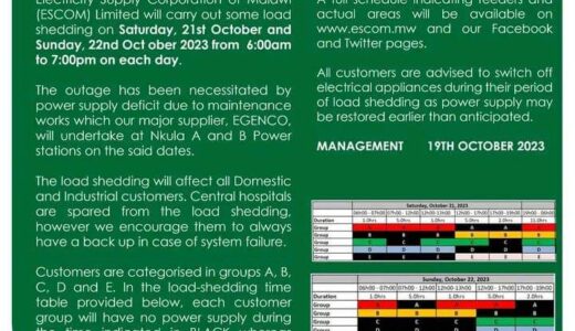 Malawians to experience 13-hours of blackout