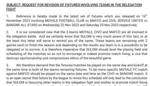 Moyale Barracks request Sulom to revise fixture involving team in relegation battle