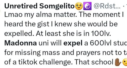 University student expelled for posting nvde TikTok video after joining Ceiling challenge (Watch Video)