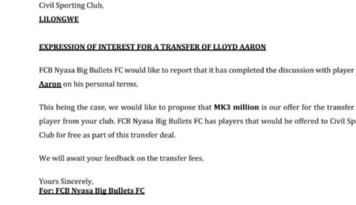 FCB Nyasa Bullets offers Civil MK3 million for Aaron