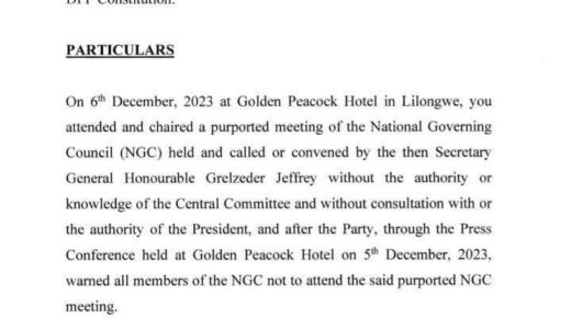 NEVER ENDING TUG-OF-WAR: DPP summons Nankhumwa camp, Mchacha to a disciplinary hearing