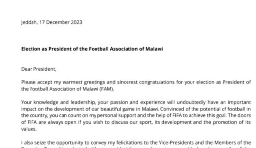 FIFA President, Gianni Infantino congratulates Fleetwood Haiya