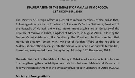 Malawi opens embassy in Morocco