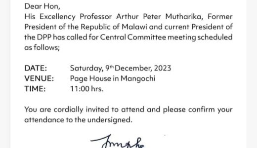 Jeffrey wa Jeffrey coy on DPP’s Central Executive Meeting set for tomorrow in Mangochi