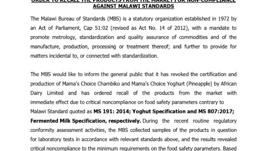 MBS says MAMA’s Choice Chambiko not fit for consumption