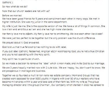 Young Man narrates how his church didn’t support his wedding because his fiancee was from another church
