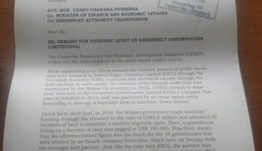 CDEDI demands an audit of Greenbelt Greenhouse Limited 