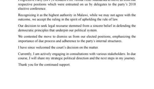 Nankhumwa speaks out on his political future in DPP