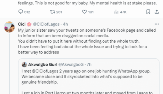 “We accidentally slept together; do your worst” – Lady slams friend who called her out for snatching her boyfriend and getting pregnant for him