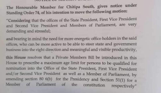 Welani Chilenga resuscitates Age Limit Bill