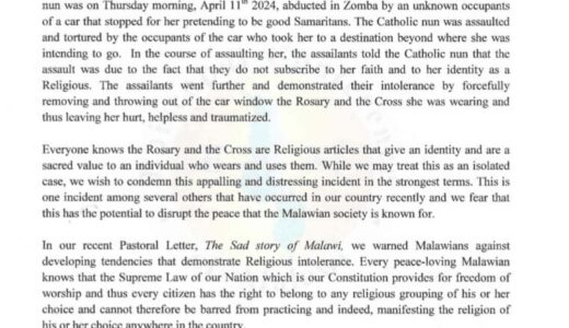 Roman Catholic Nun Abducted, Assaulted in Zomba