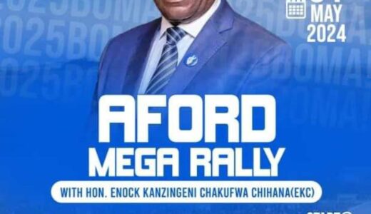 All set for Aford’s Mega Rally…Chihana says Tonse Alliance government has abandoned Malawians