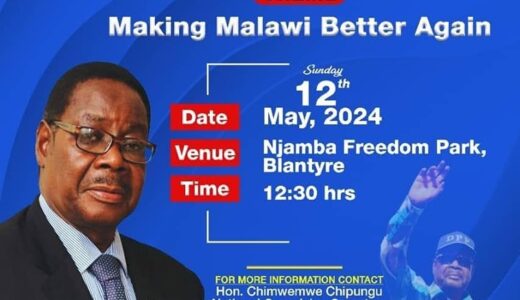 Mutharika invades Blantyre with a public rally at Njamba freedom park