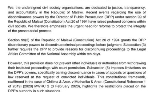 Joint Civil Society Statement Against Abuse of Discontinuance Powers of theDirector of Public Prosecution