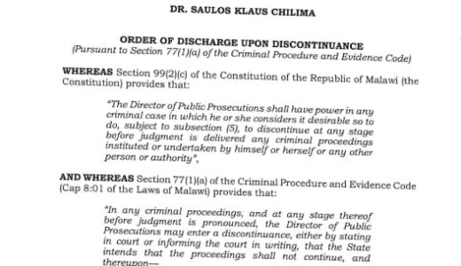 Malawi Court immediately discharges Dr Saulos Chilima, now a free man