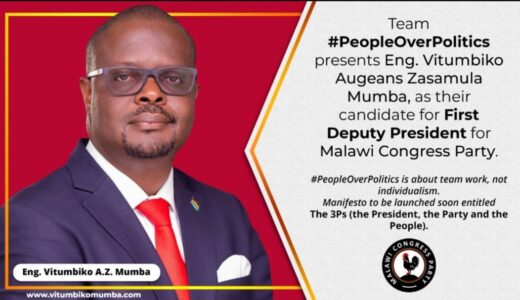 Engineer Vitumbiko Mumba declares interest to contest as MCP Vice President
